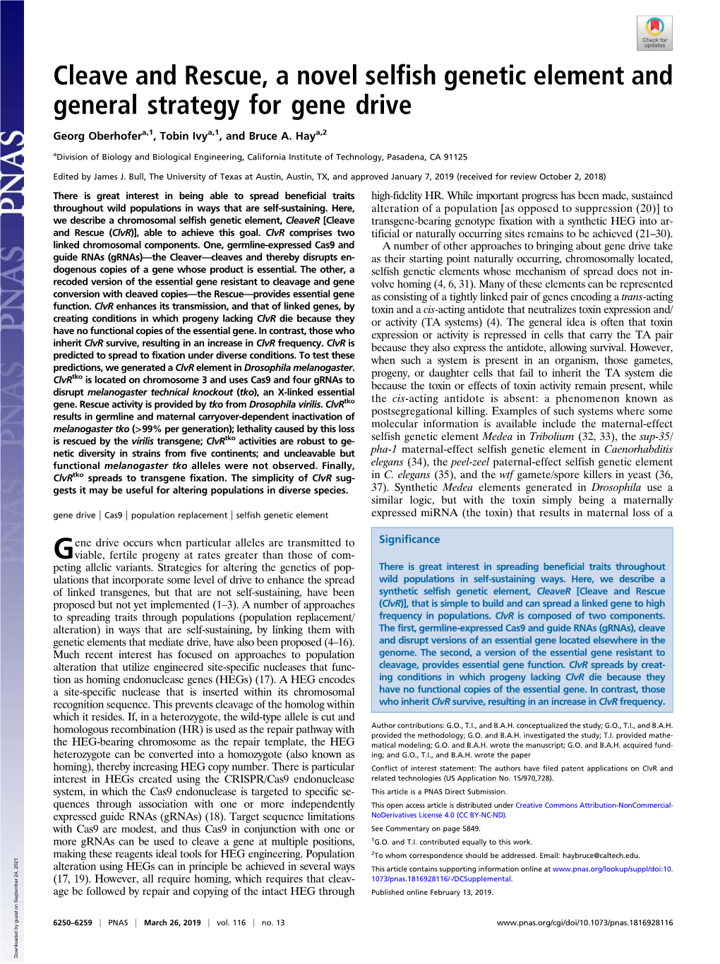 Cleave and Rescue, a Novel Selfish Genetic Element and General Strategy for Gene Drive