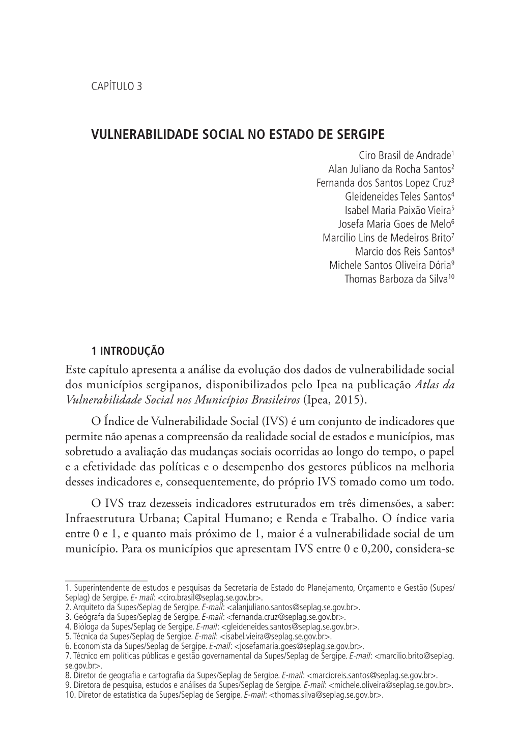 Vulnerabilidade Social No Estado De Sergipe