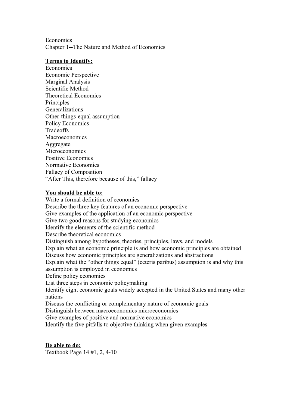 Chapter 1 the Nature and Method of Economics