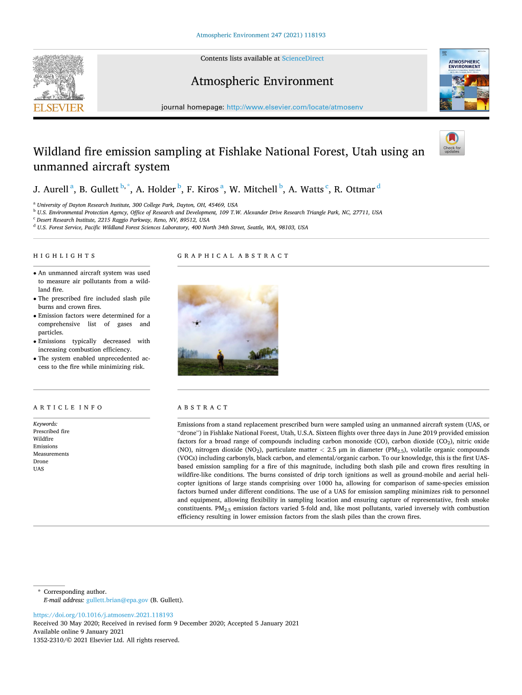 Wildland Fire Emission Sampling at Fishlake National Forest, Utah Using an Unmanned Aircraft System