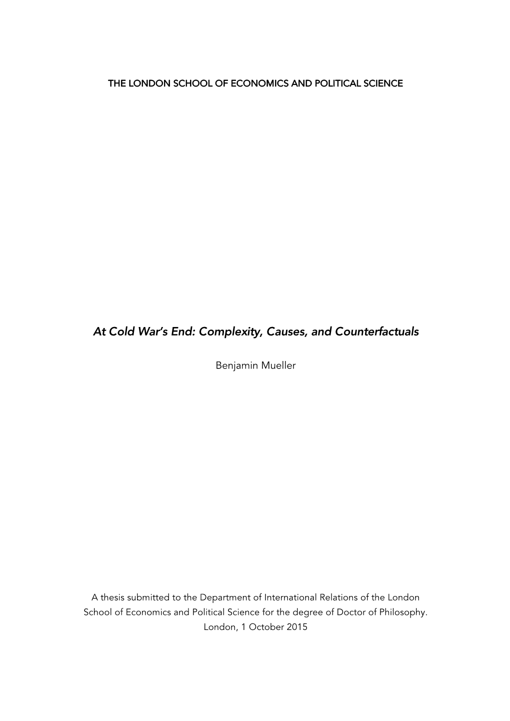 At Cold War's End: Complexity, Causes, and Counterfactuals