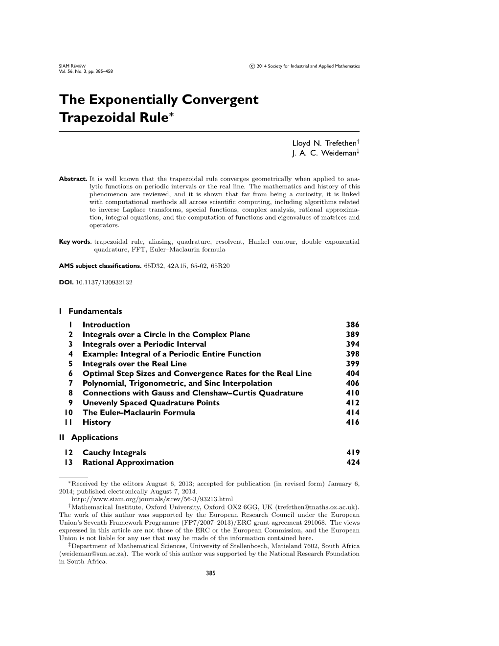 The Exponentially Convergent Trapezoidal Rule∗