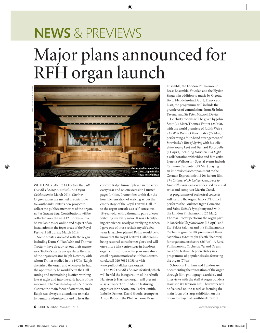 Choir & Organ Magazine – Major Plans