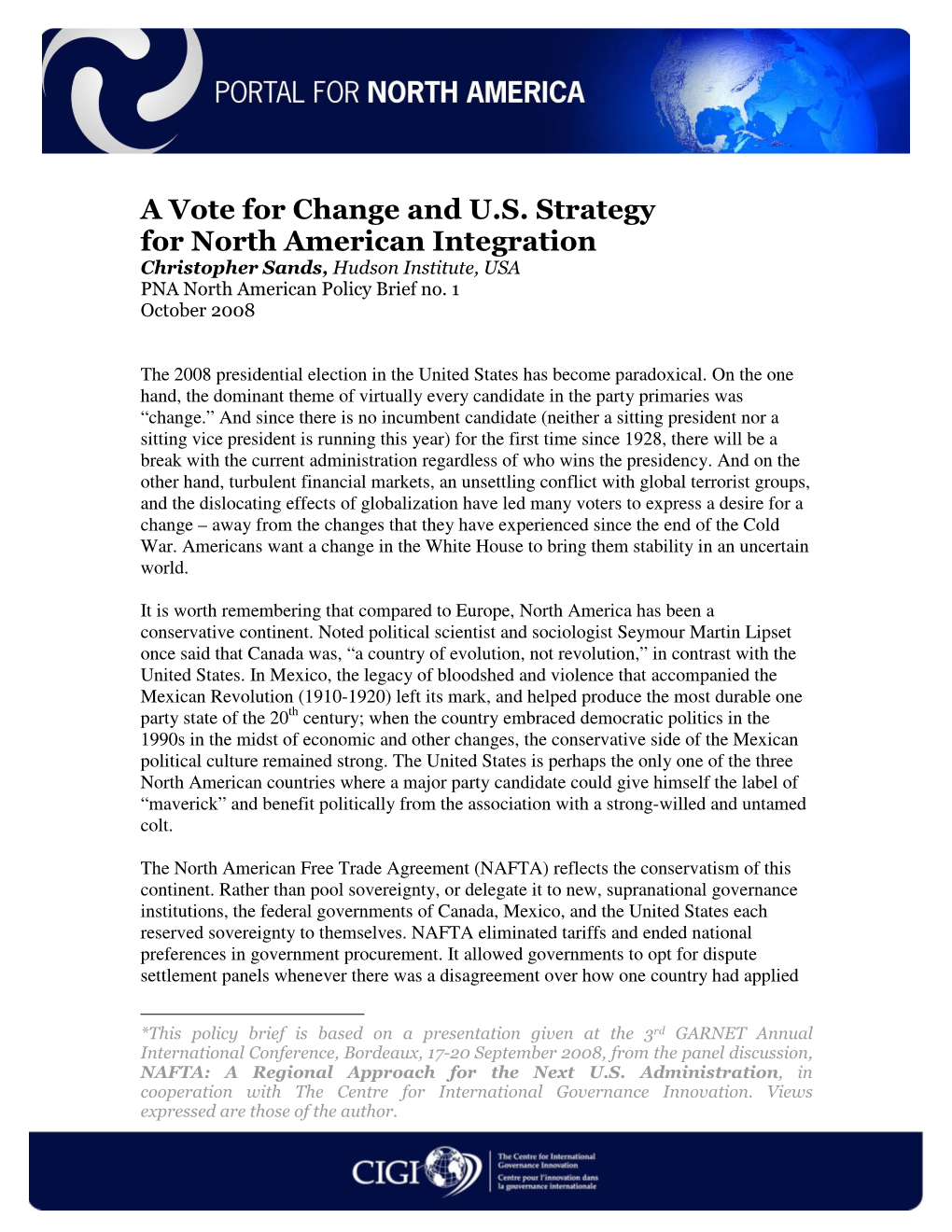 A Vote for Change and US Strategy for North