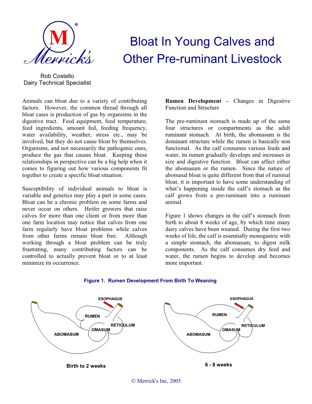 Bloat in Young Calves and Other Pre-Ruminant Livestock