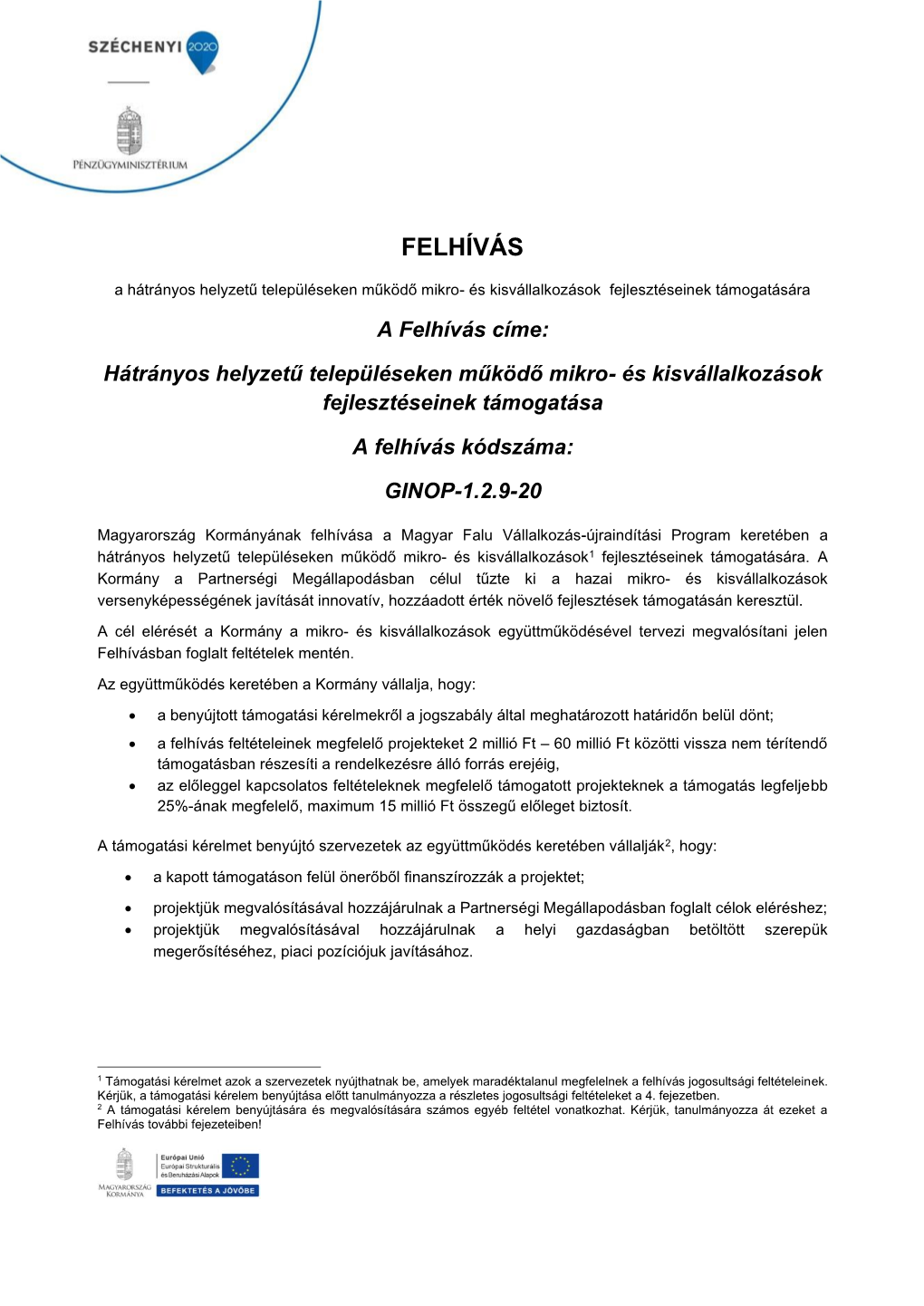 A Felhívás Címe: Hátrányos Helyzetű Településeken Működő Mikro