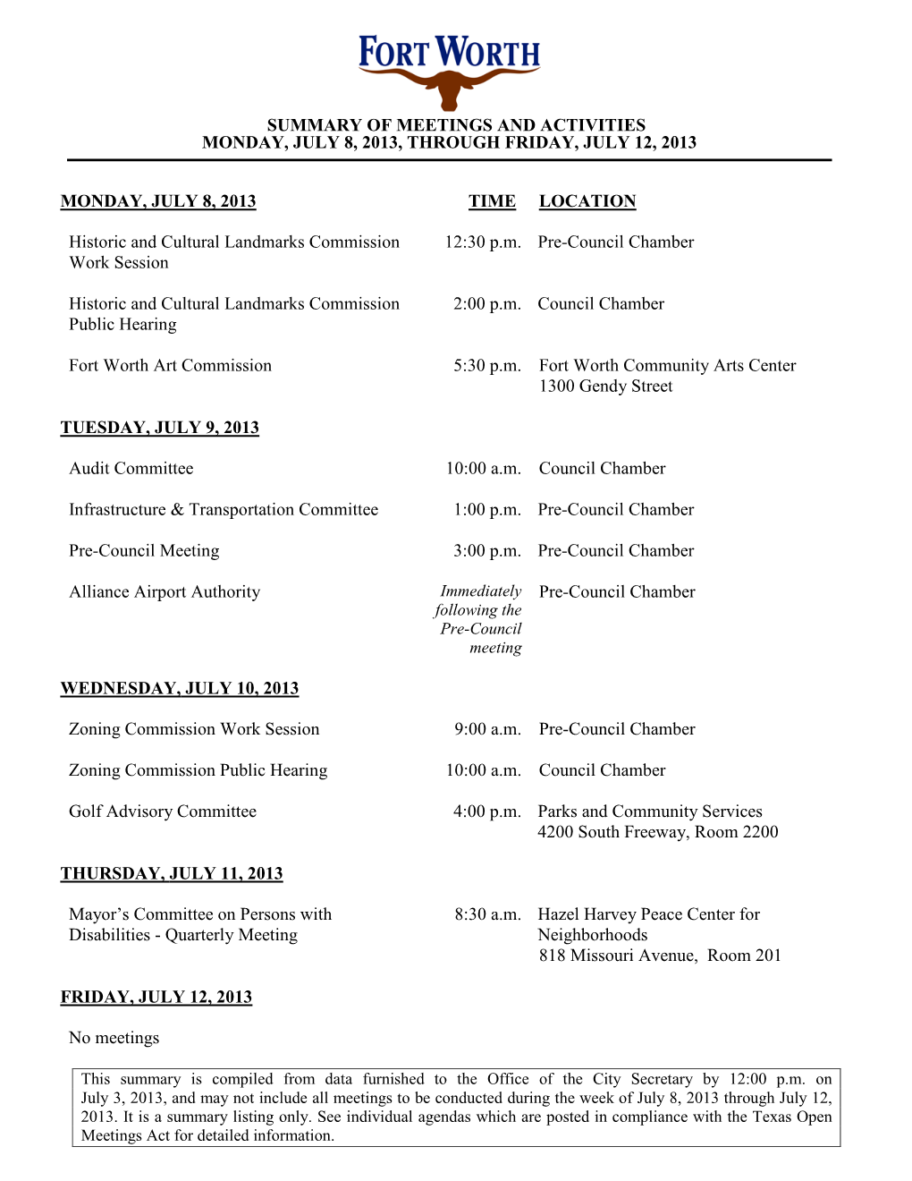 Electronic Council Packet for 07-09-2013