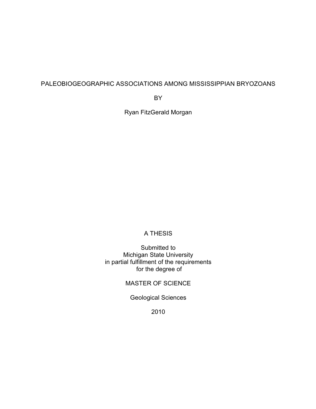 Paleobiogeographic Associations Among Mississippian Bryozoans