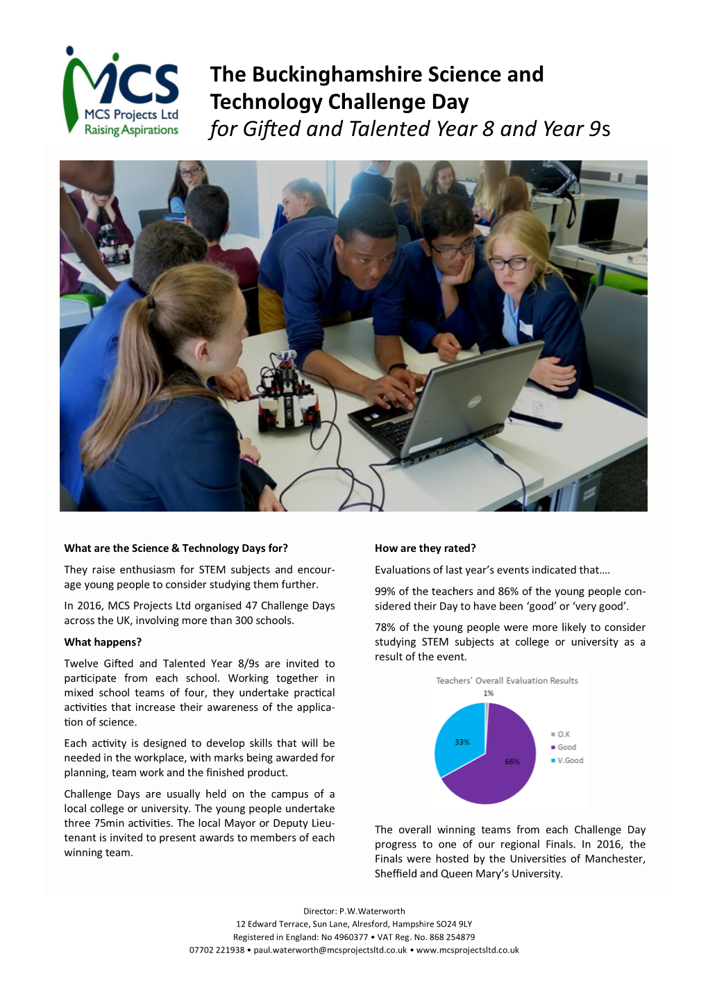 The Buckinghamshire Science and Technology Challenge Day for Gifted and Talented Year 8 and Year 9S