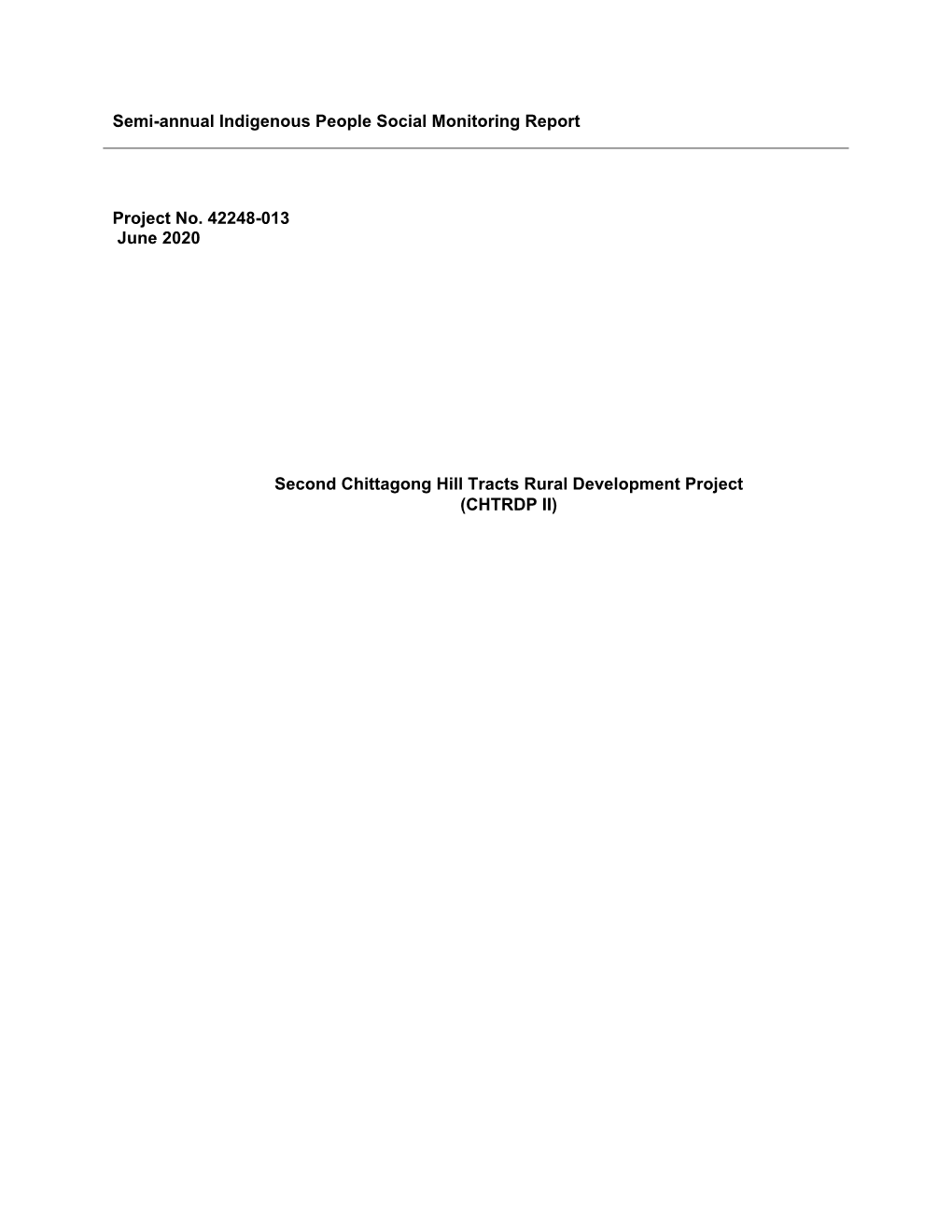 Indigenous Peoples Social Monitoring Report (January-June 2020)