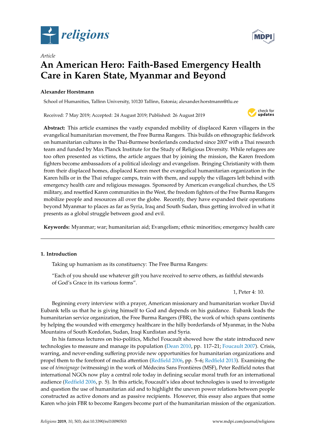 Faith-Based Emergency Health Care in Karen State, Myanmar and Beyond