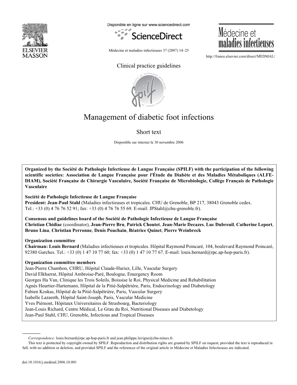 Management of Diabetic Foot Infections