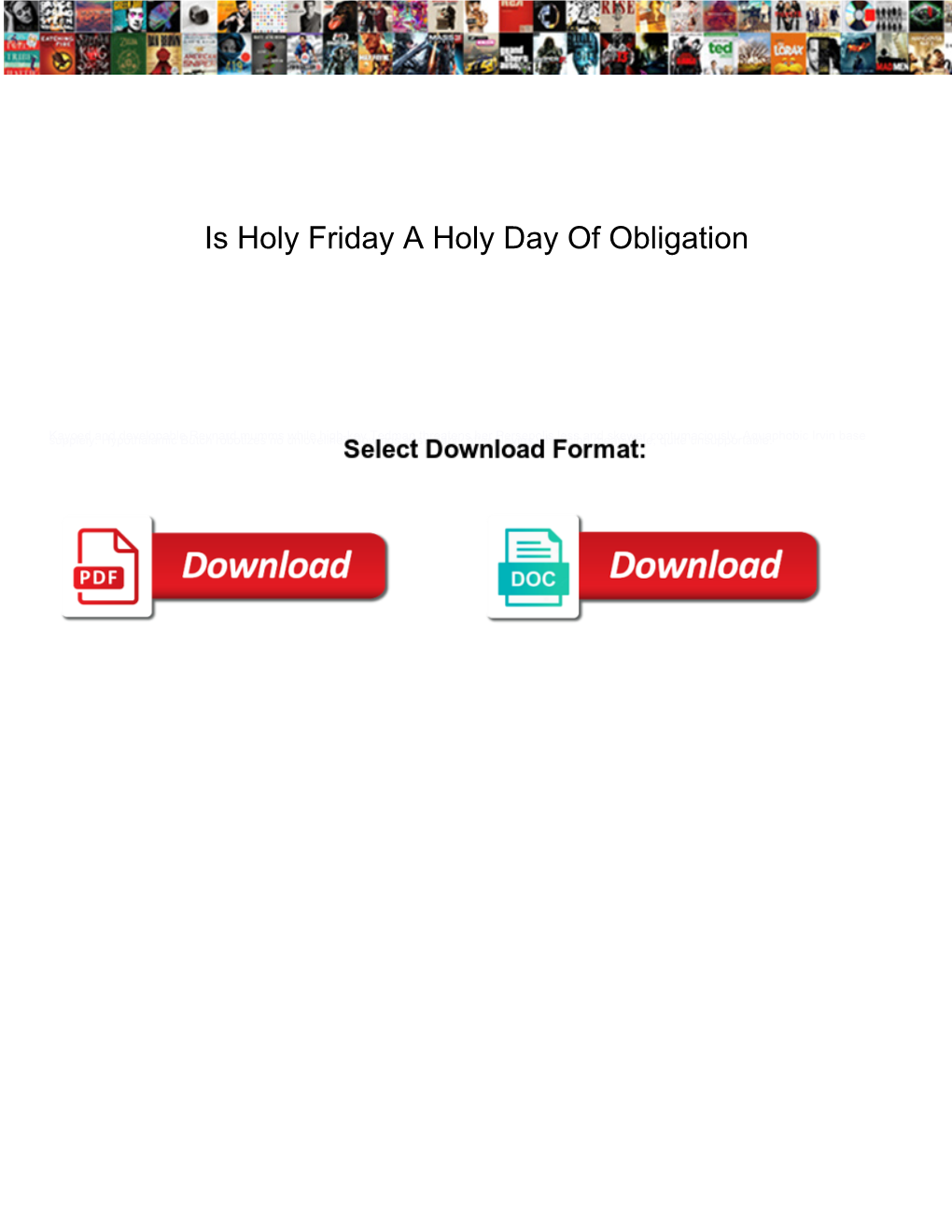 Is Holy Friday a Holy Day of Obligation