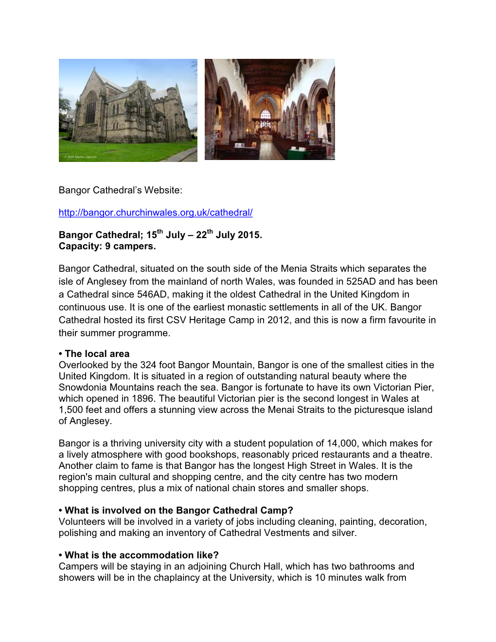 Bangor Cathedral's Website