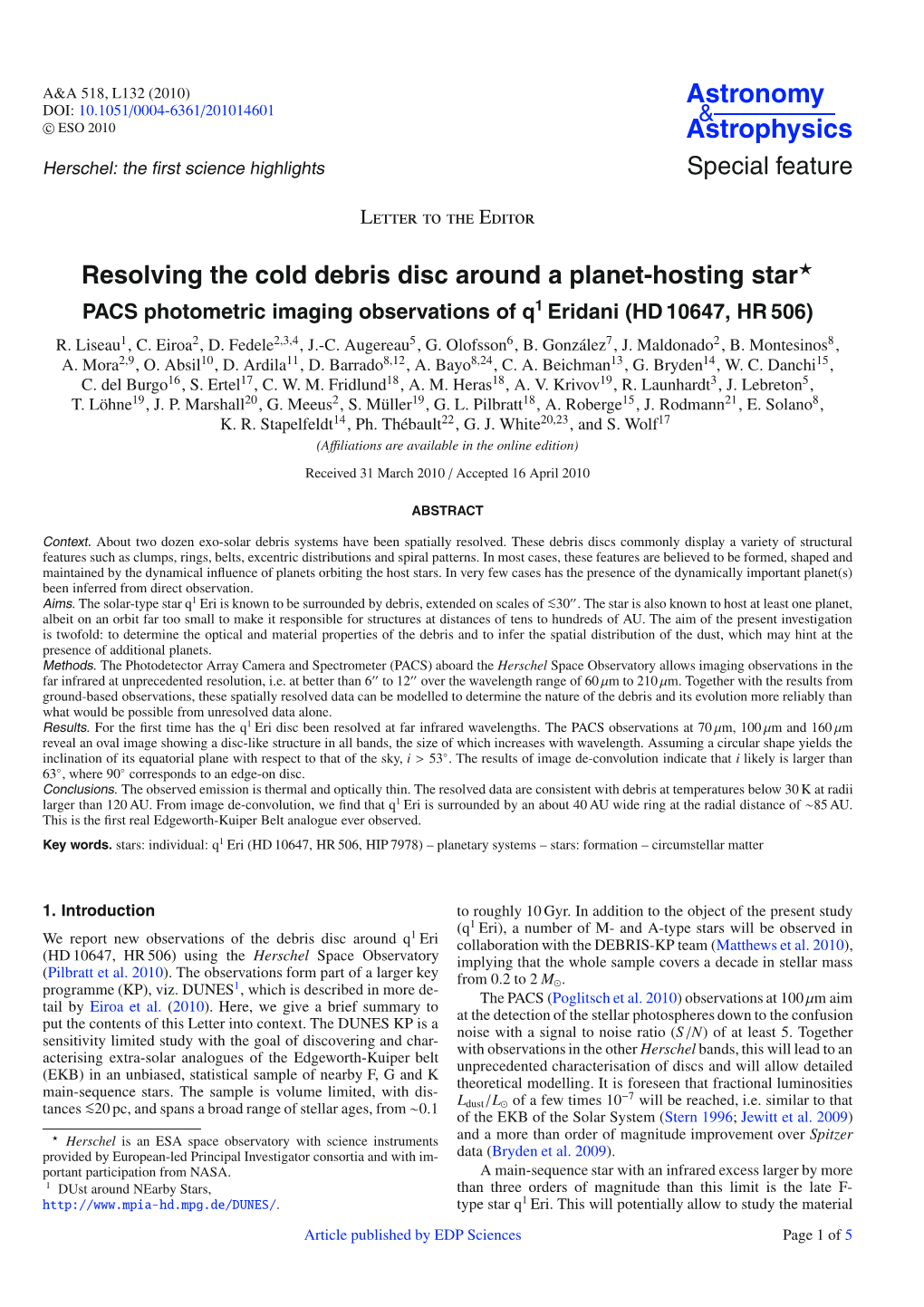 Resolving the Cold Debris Disc Around a Planet-Hosting Star *