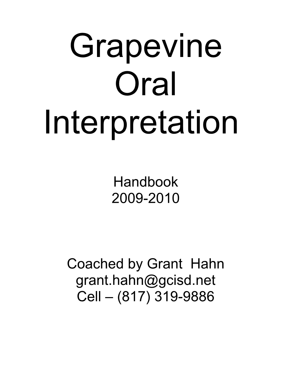 Grapevine Oral Interpretation