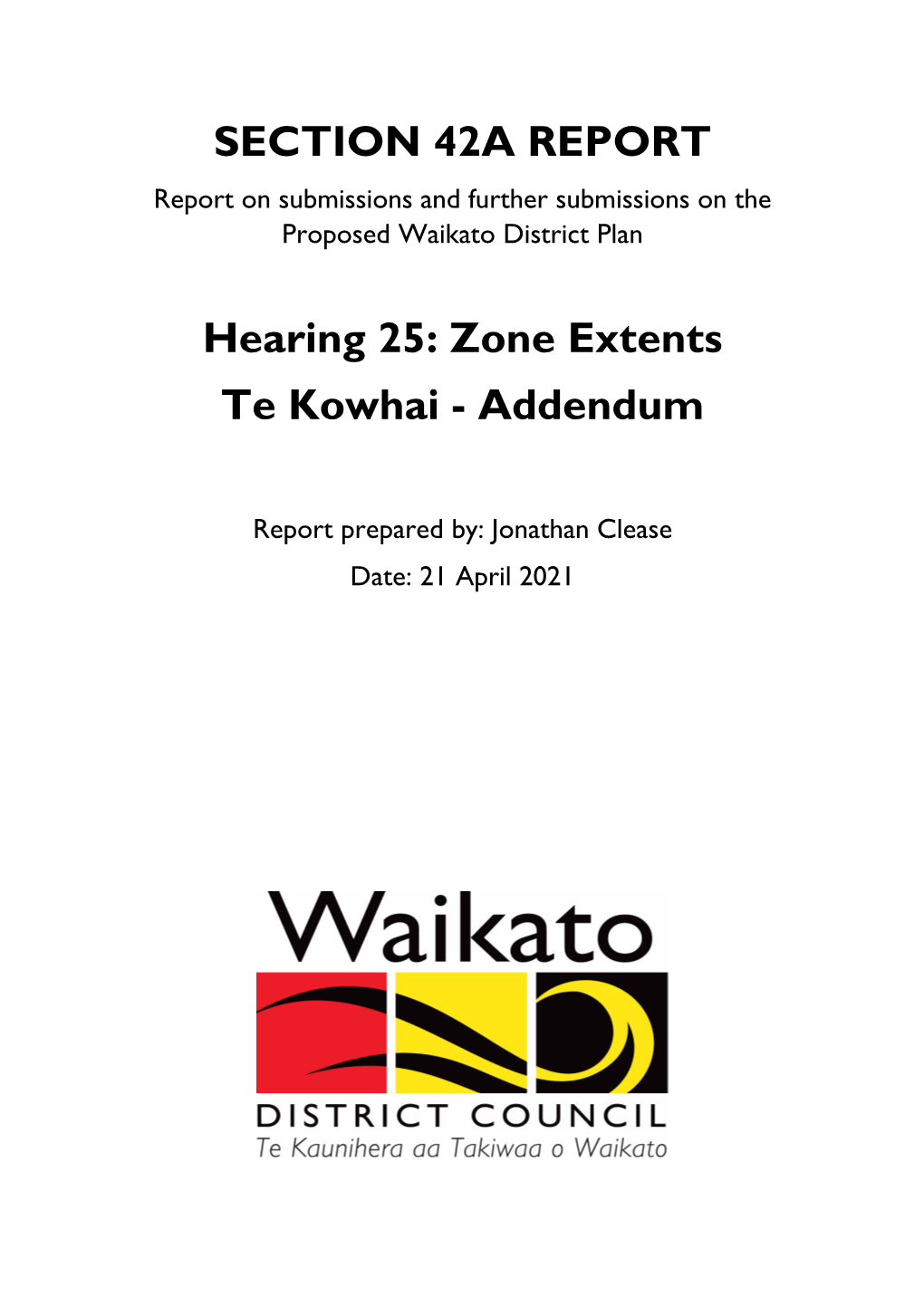 Zone Extents Te Kowhai - Addendum