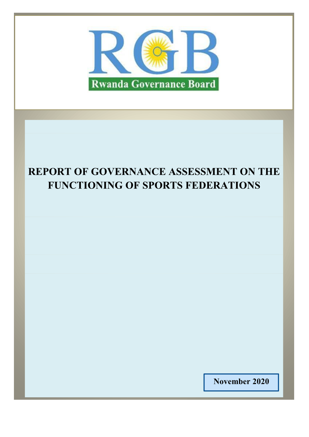 Report of Governance Assessment on the Functioning of Sports Federations