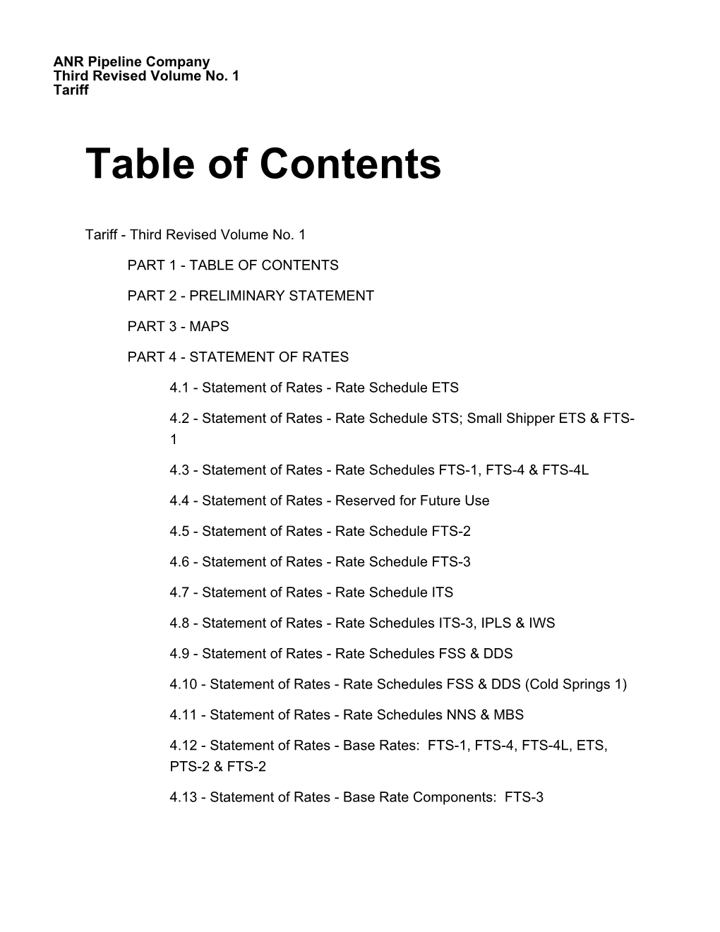 Table of Contents