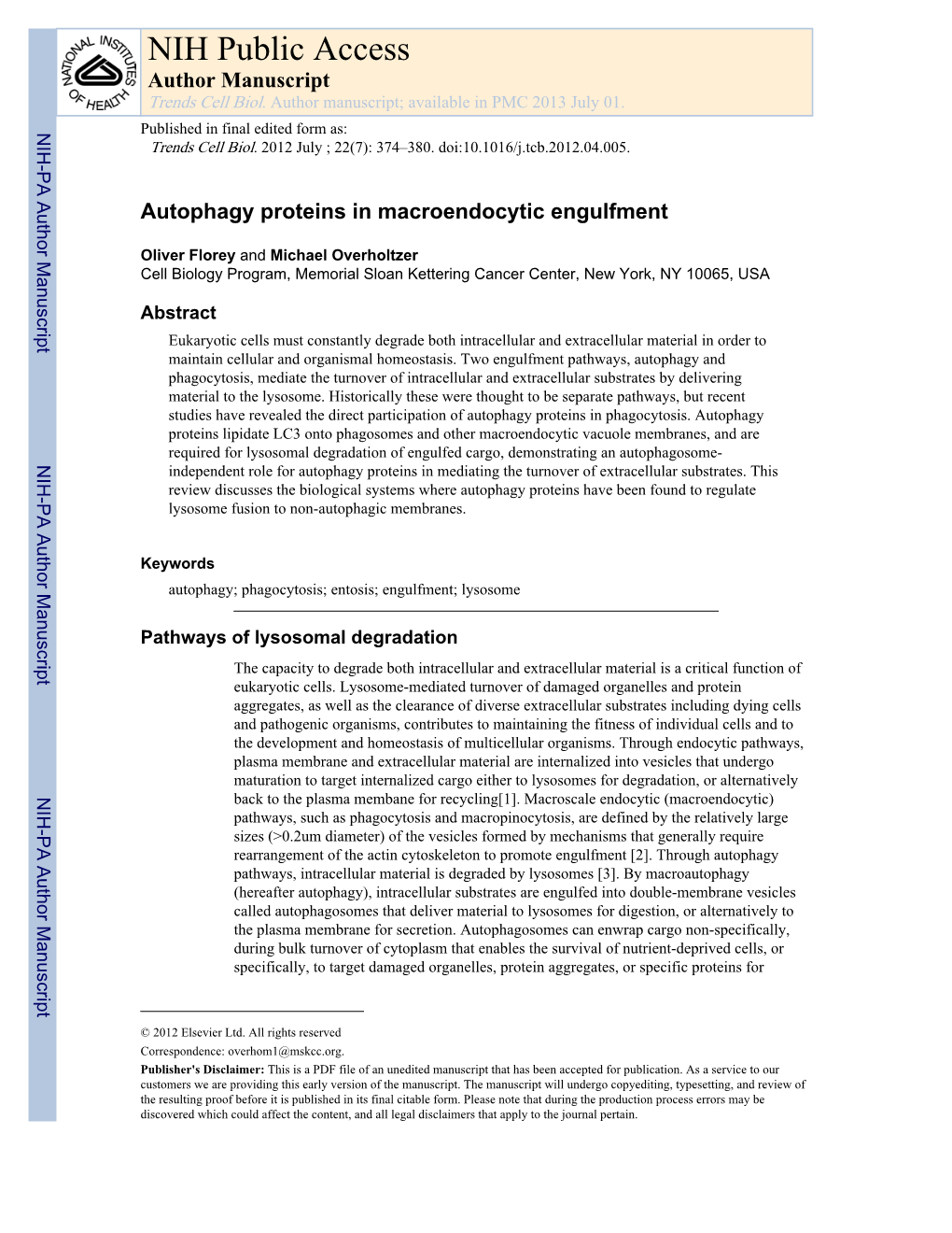 NIH Public Access Author Manuscript Trends Cell Biol