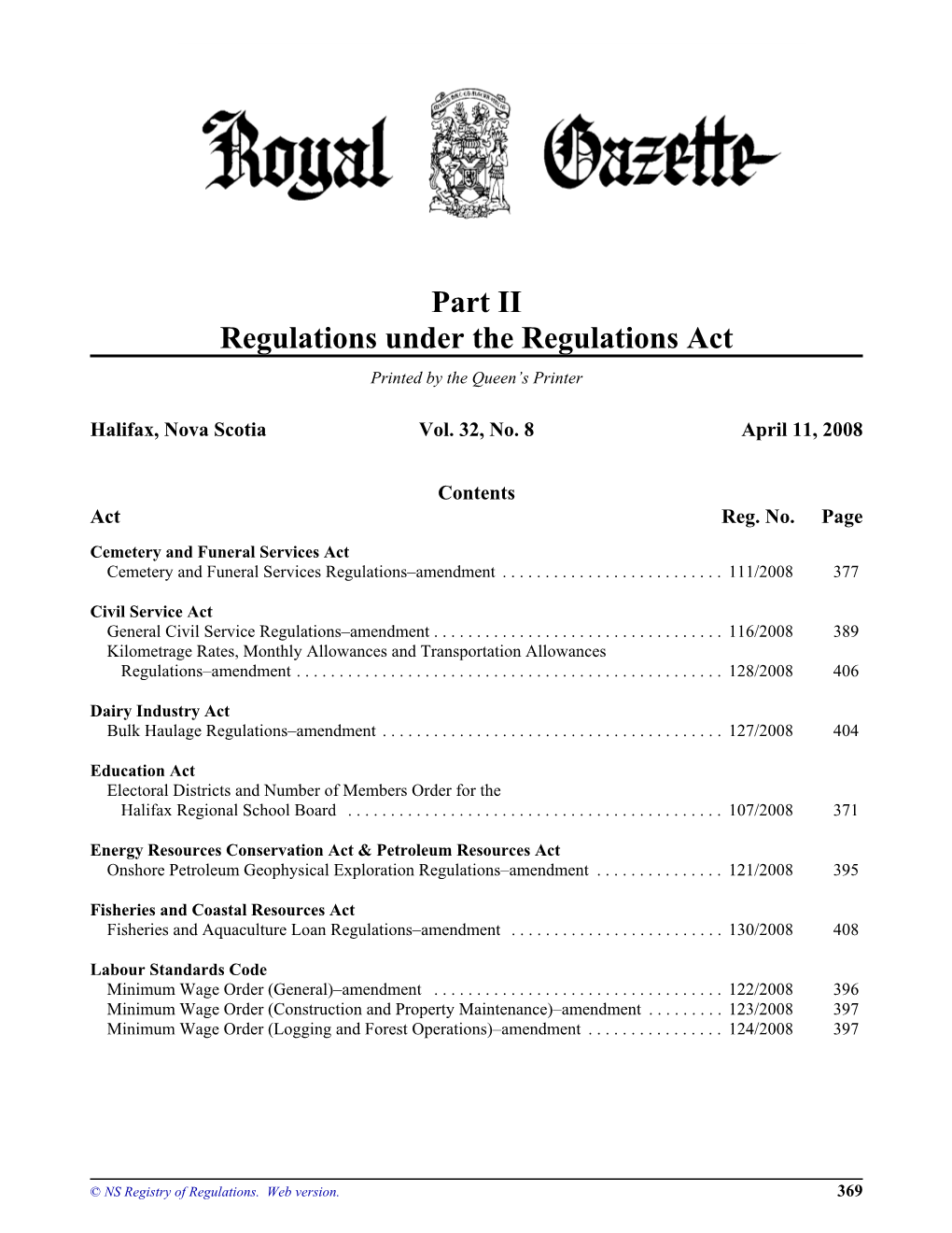 NS Royal Gazette Part II