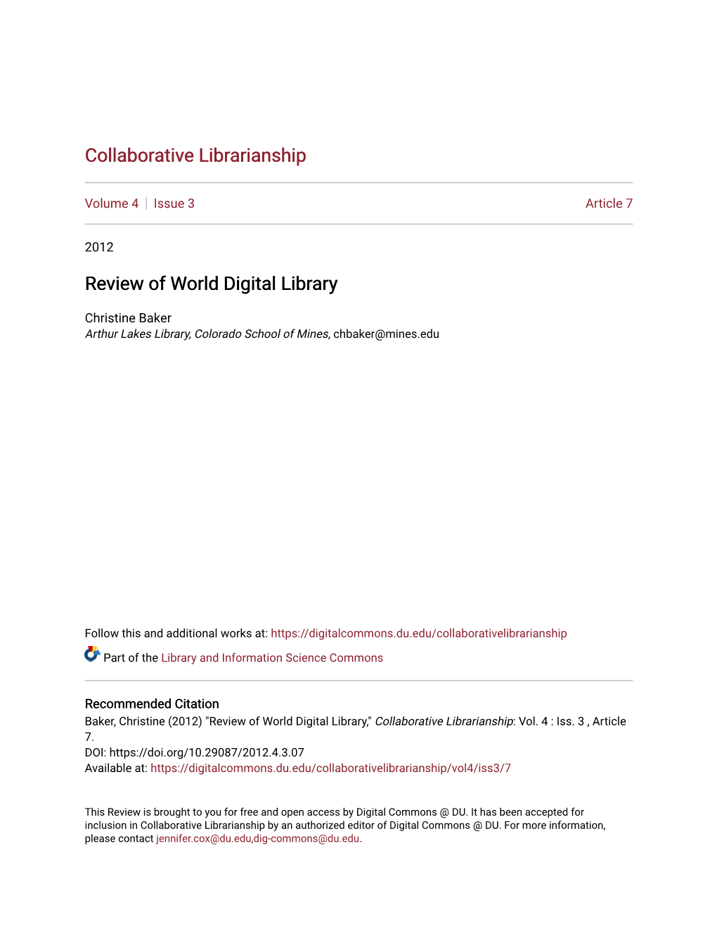 Review of World Digital Library
