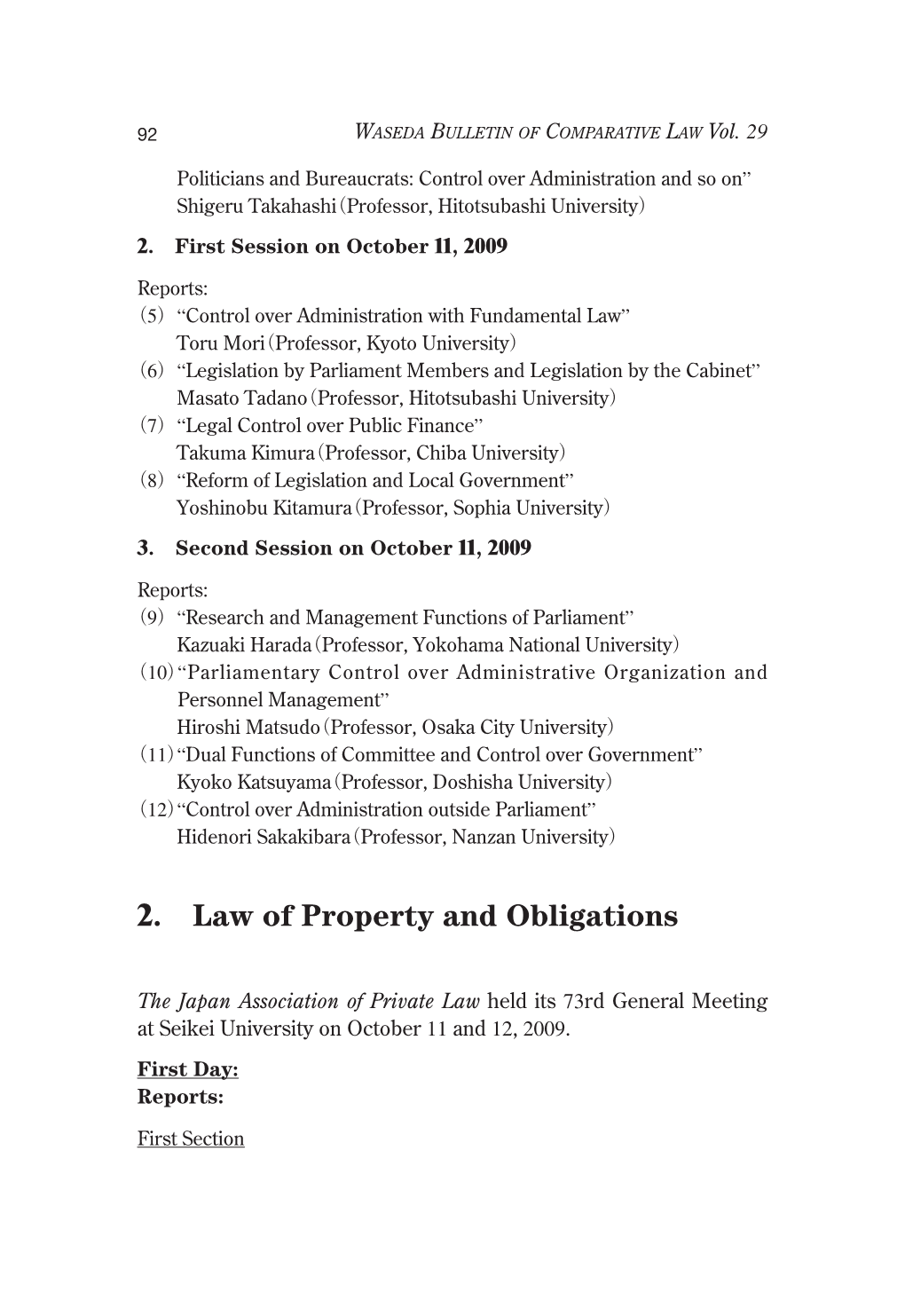 2. Law of Property and Obligations