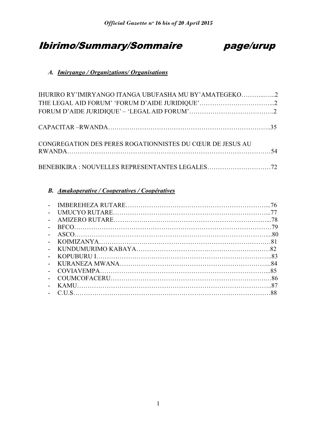 Ibirimo/Summary/Sommaire Page/Urup