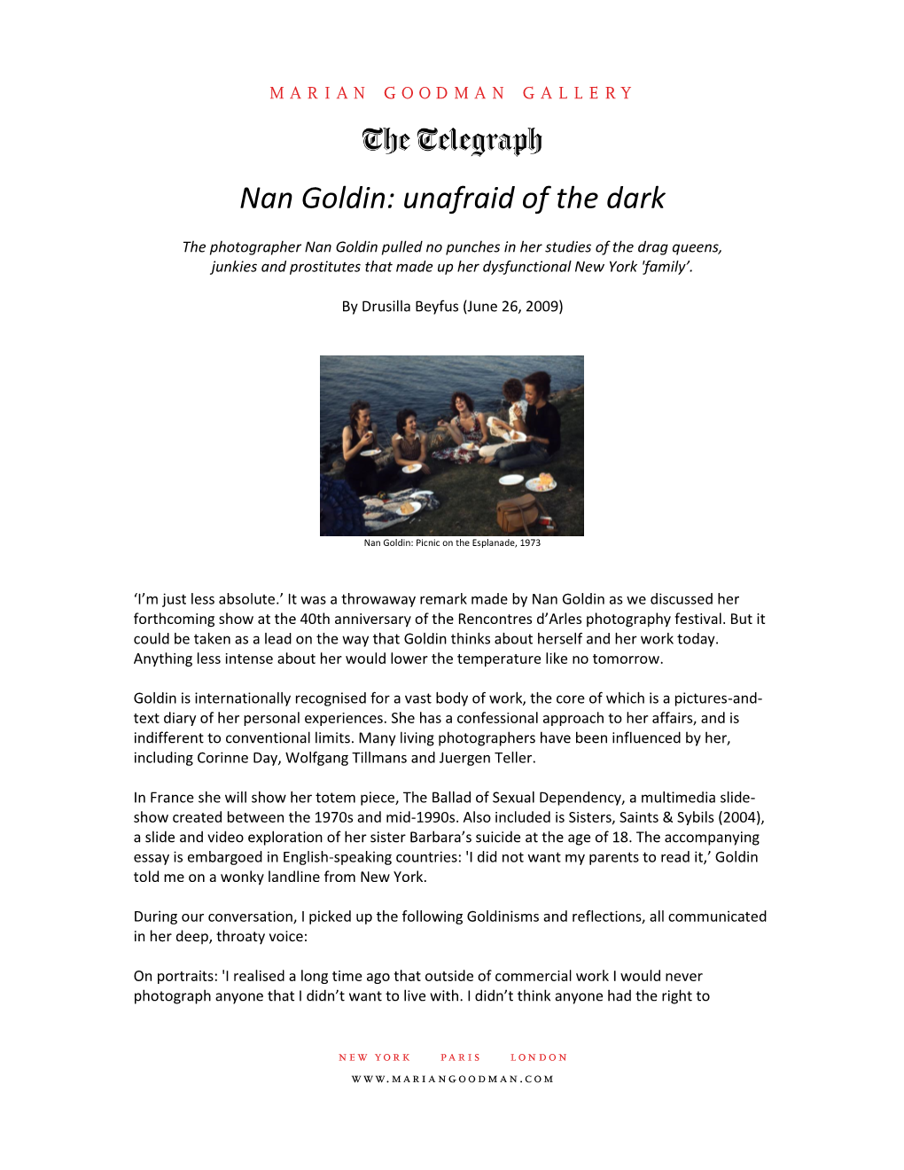 Nan Goldin: Unafraid of the Dark