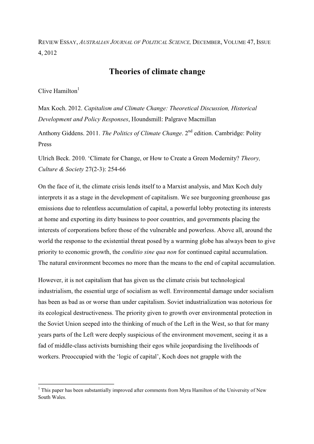 Theories of Climate Change