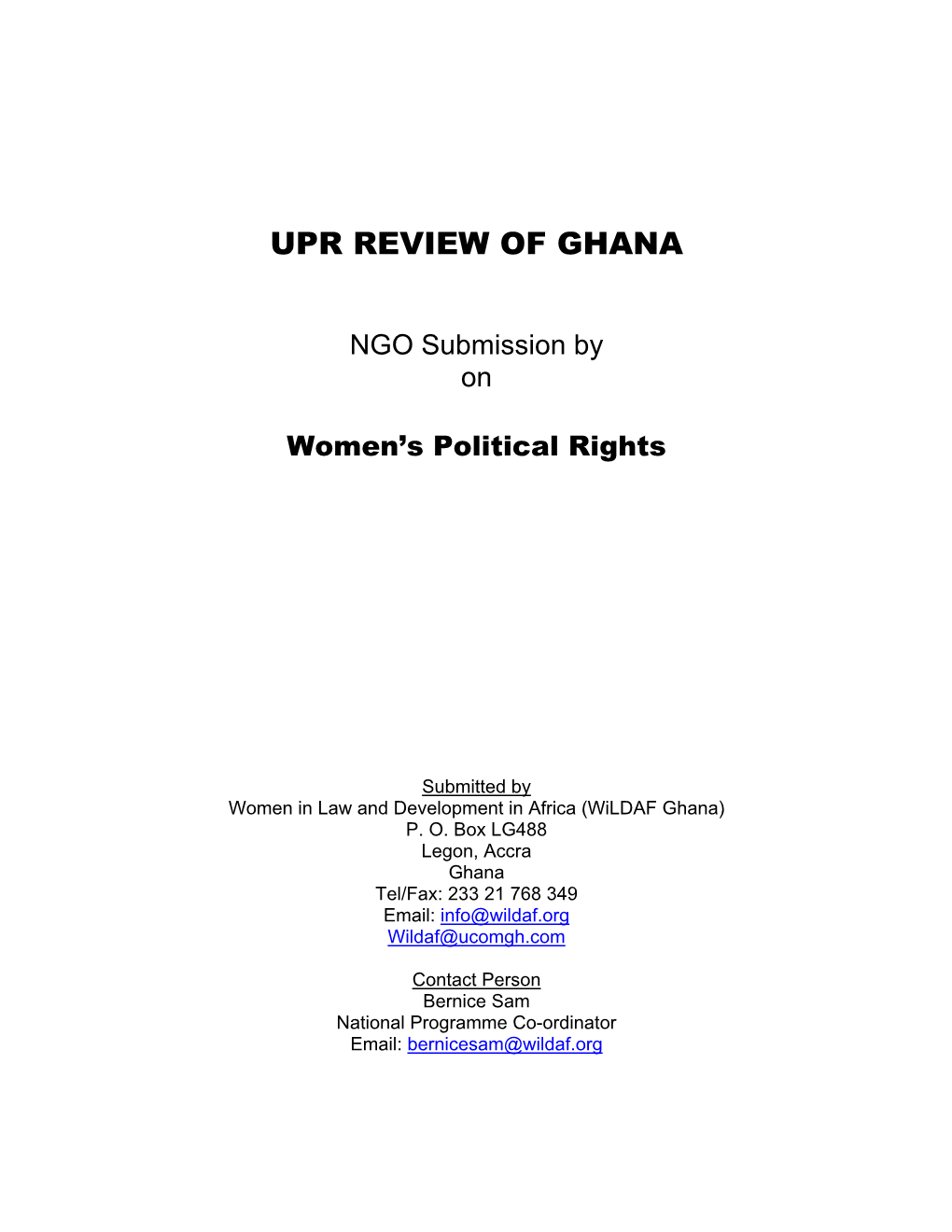 Upr Review of Ghana