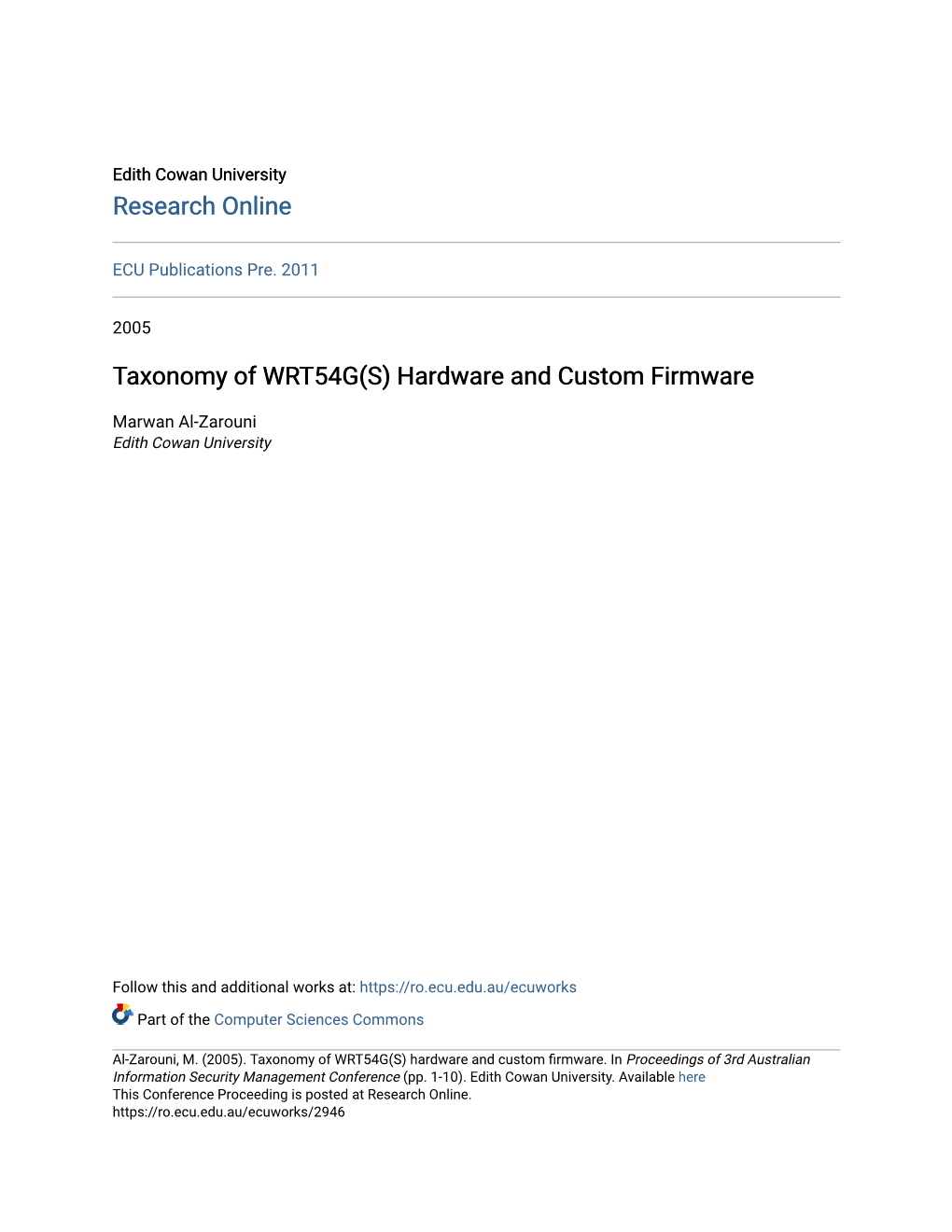 Taxonomy of WRT54G(S) Hardware and Custom Firmware