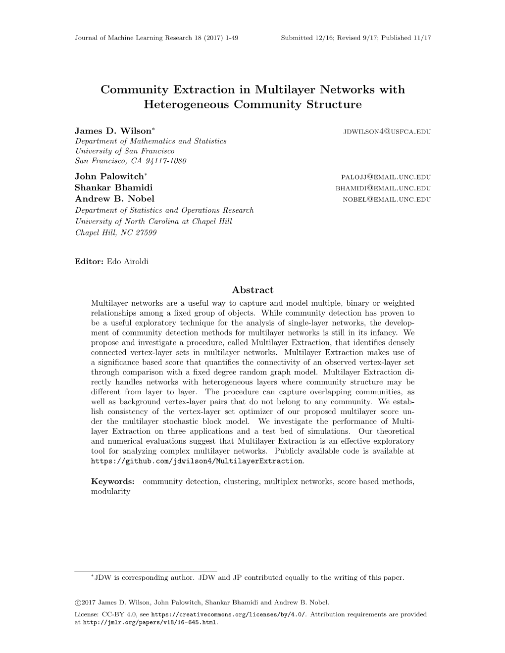 Community Extraction in Multilayer Networks with Heterogeneous Community Structure