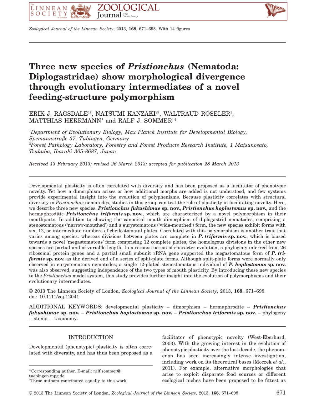 Three New Species of Pristionchus (Nematoda: Diplogastridae) Show