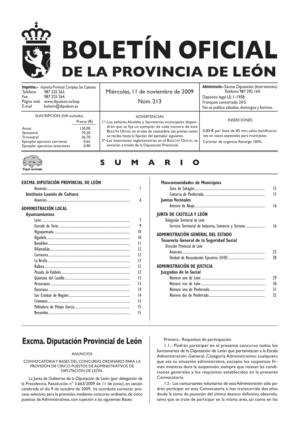 BOLETÍN OFICIAL DE LA PROVINCIA DE LEÓN Imprime.– Imprenta Provincial