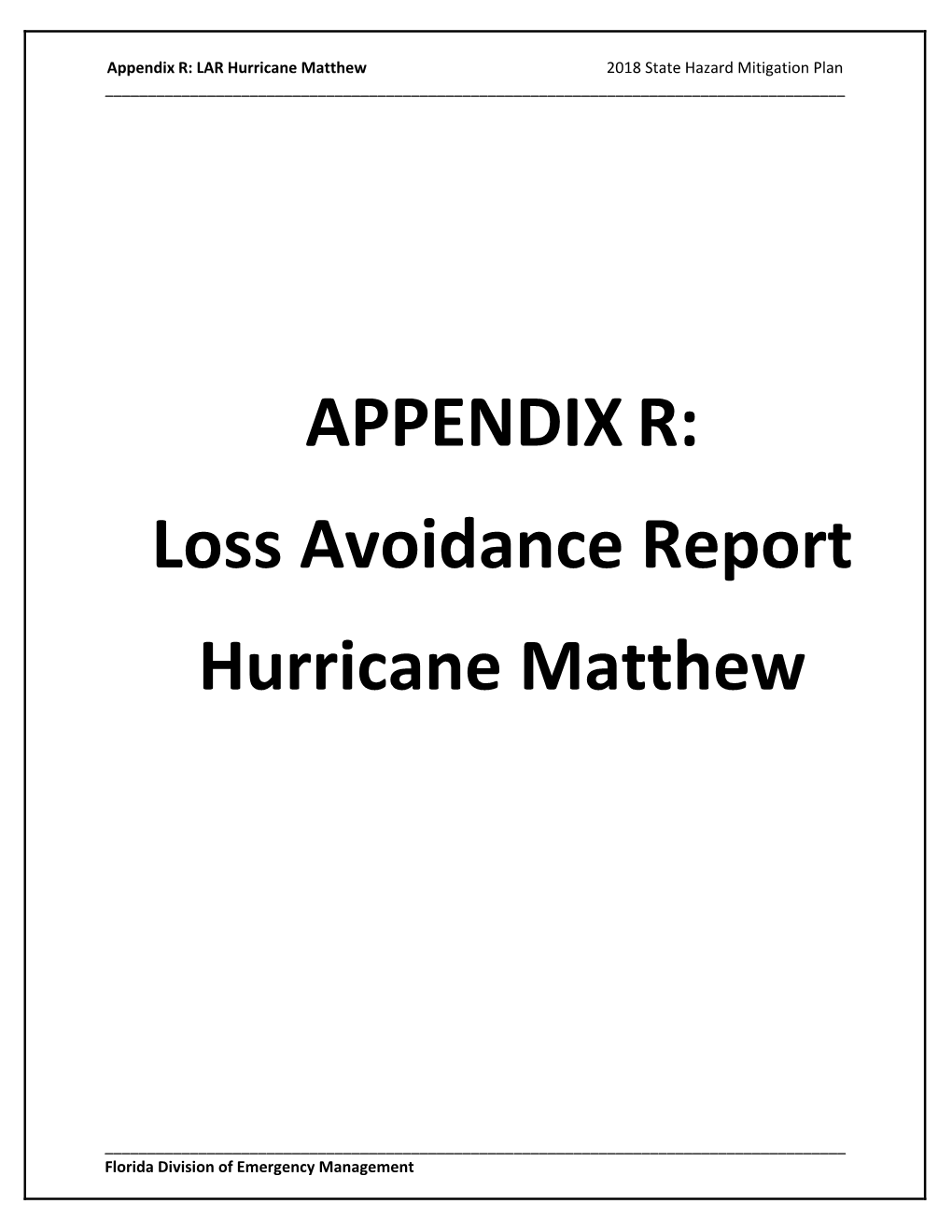 Loss Avoidance Report Hurricane Matthew