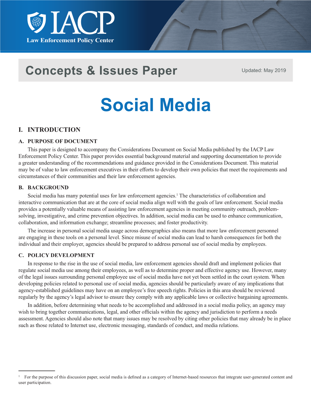 Concepts & Issues Paper: Social Media