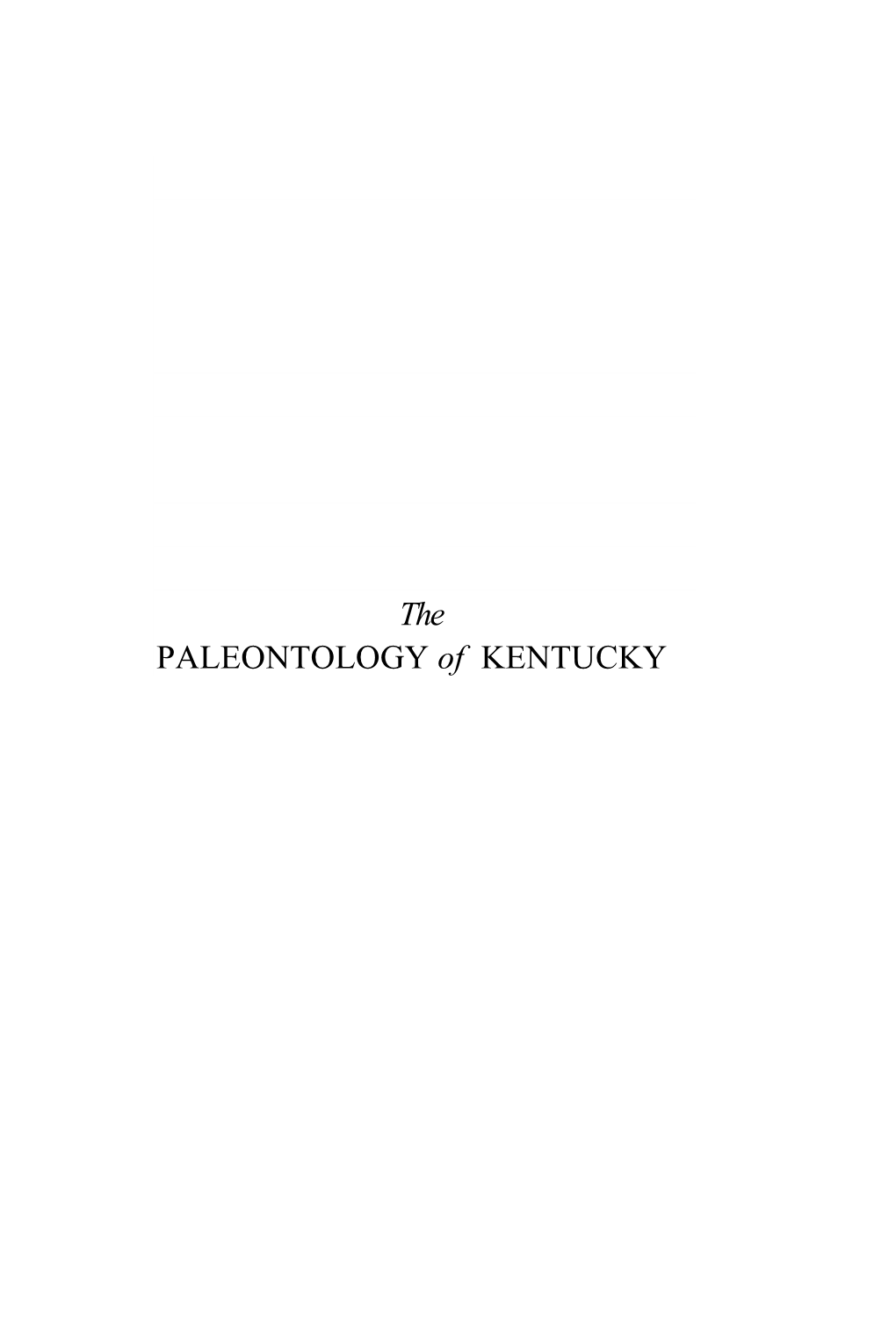 The PALEONTOLOGY of KENTUCKY