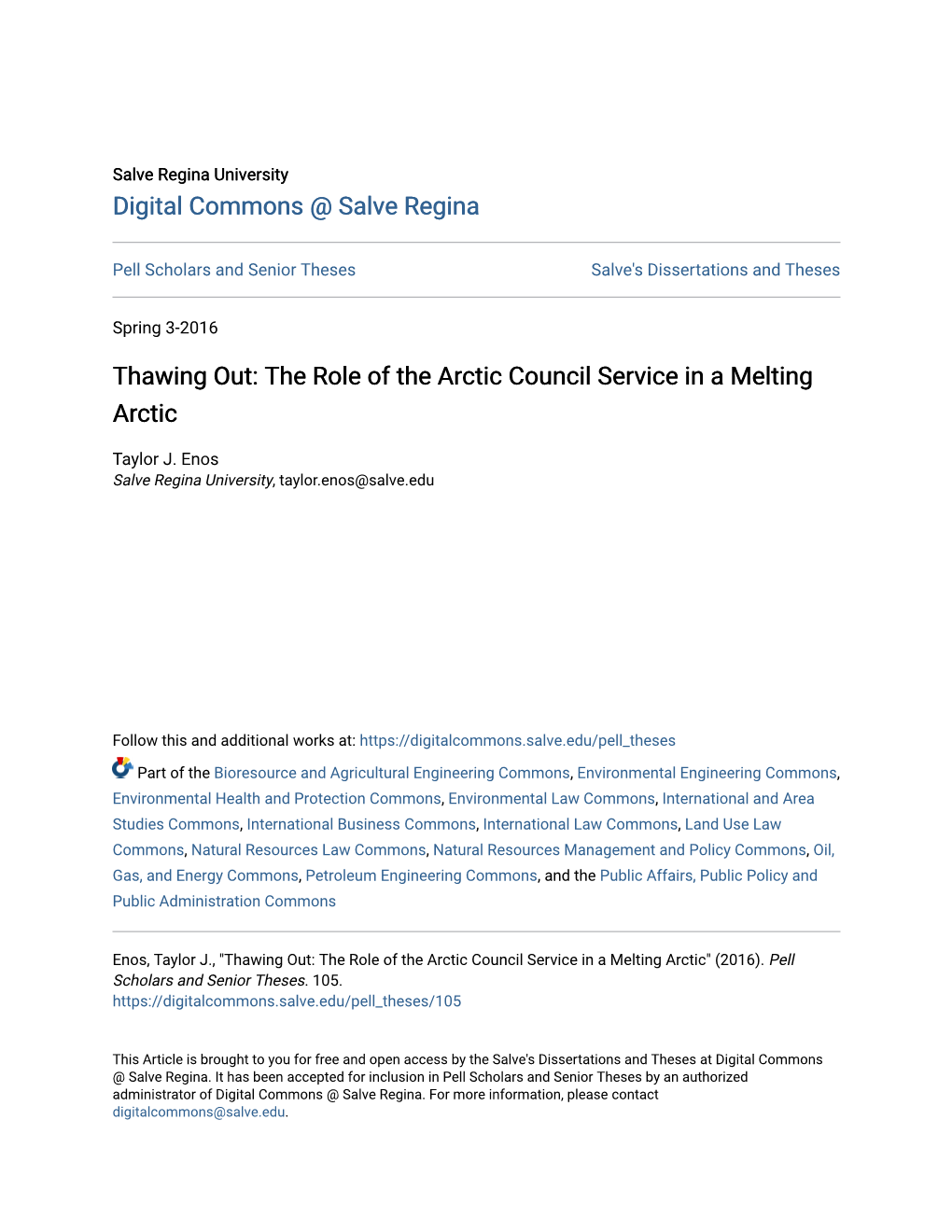 The Role of the Arctic Council Service in a Melting Arctic