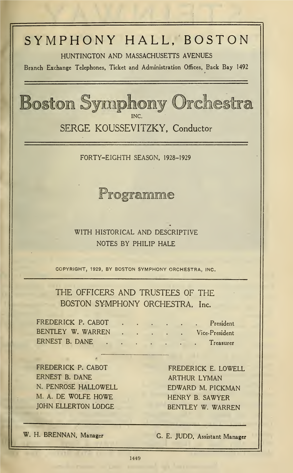 Boston Symphony Orchestra Concert Programs, Season 48,1928