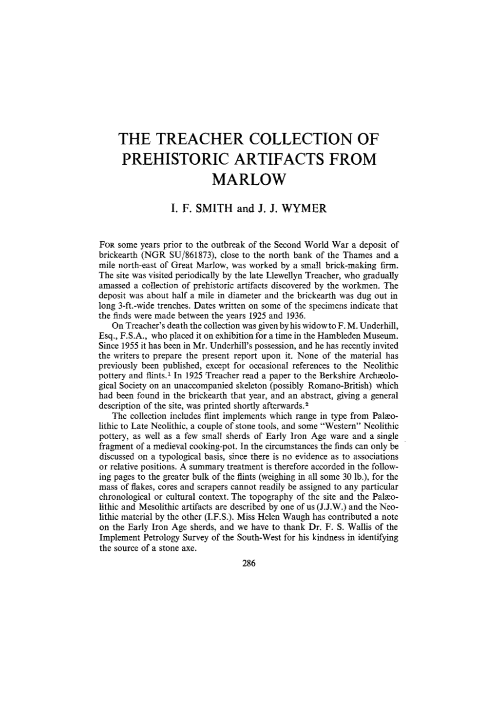 The Treacher Collection of Prehistoric Artifacts from Marlow