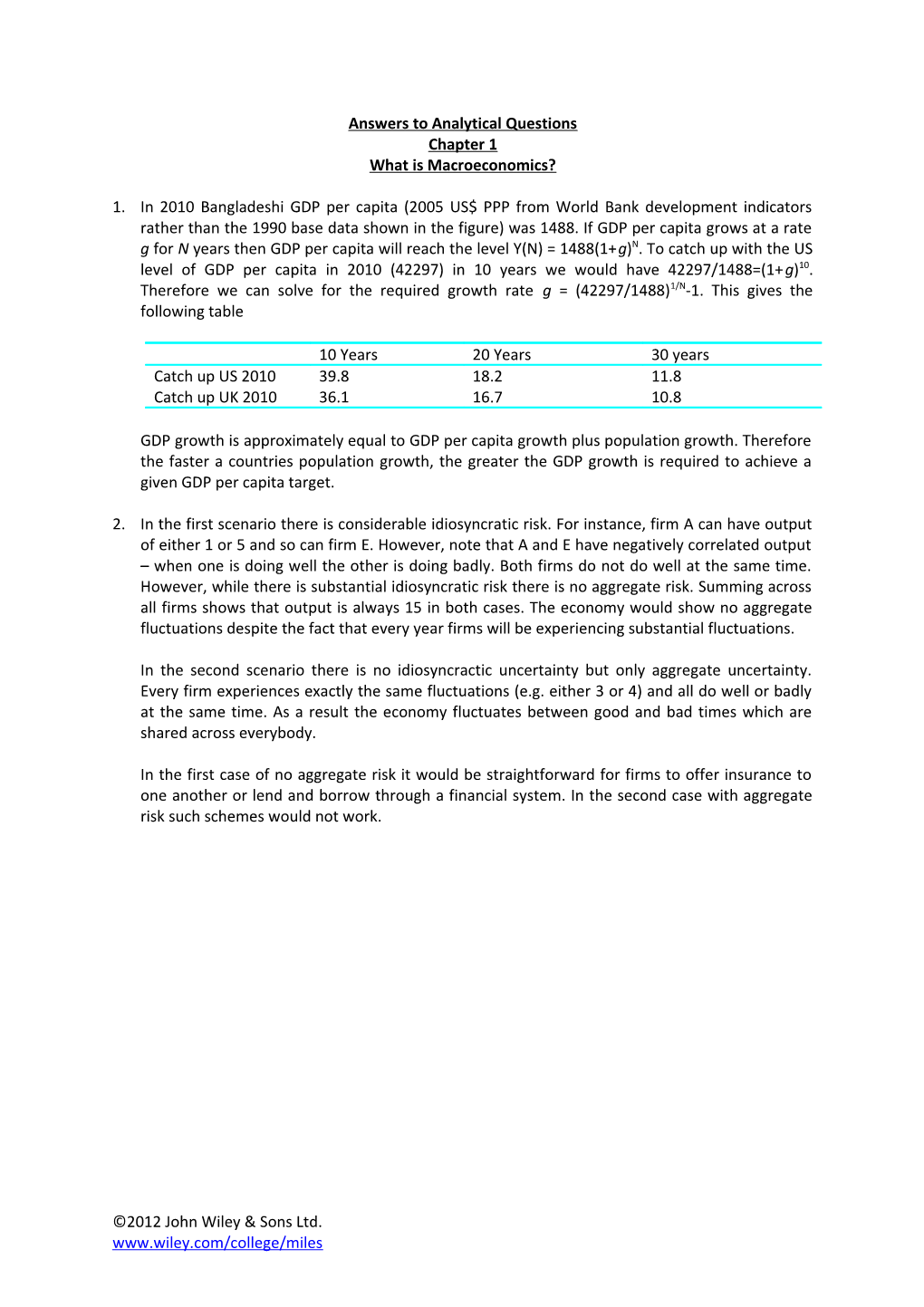 Answers to Analytical Questions