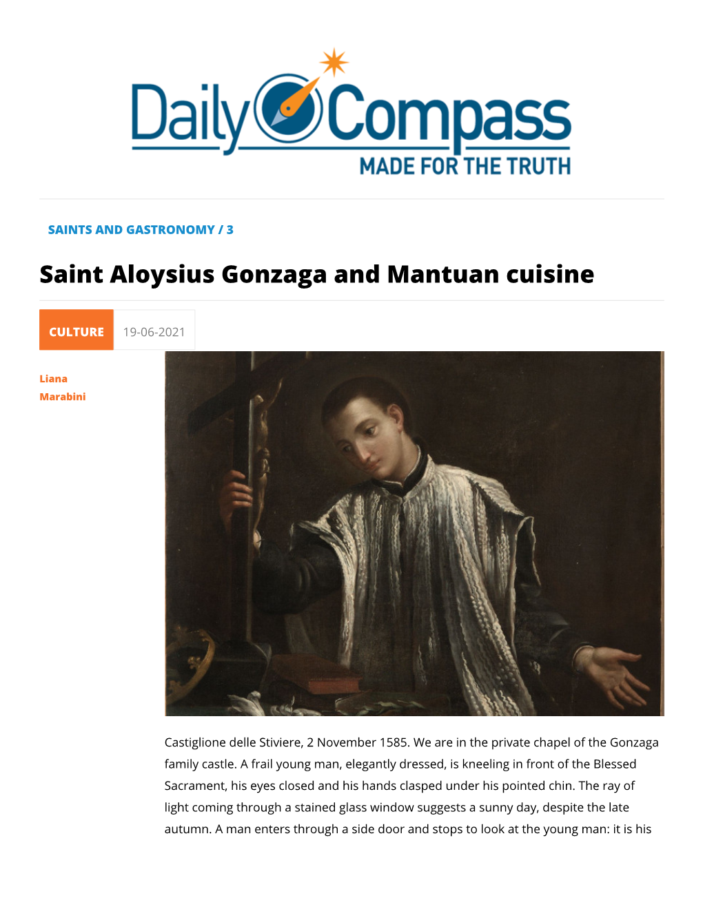 Saint Aloysius Gonzaga and Mantuan Cuisine