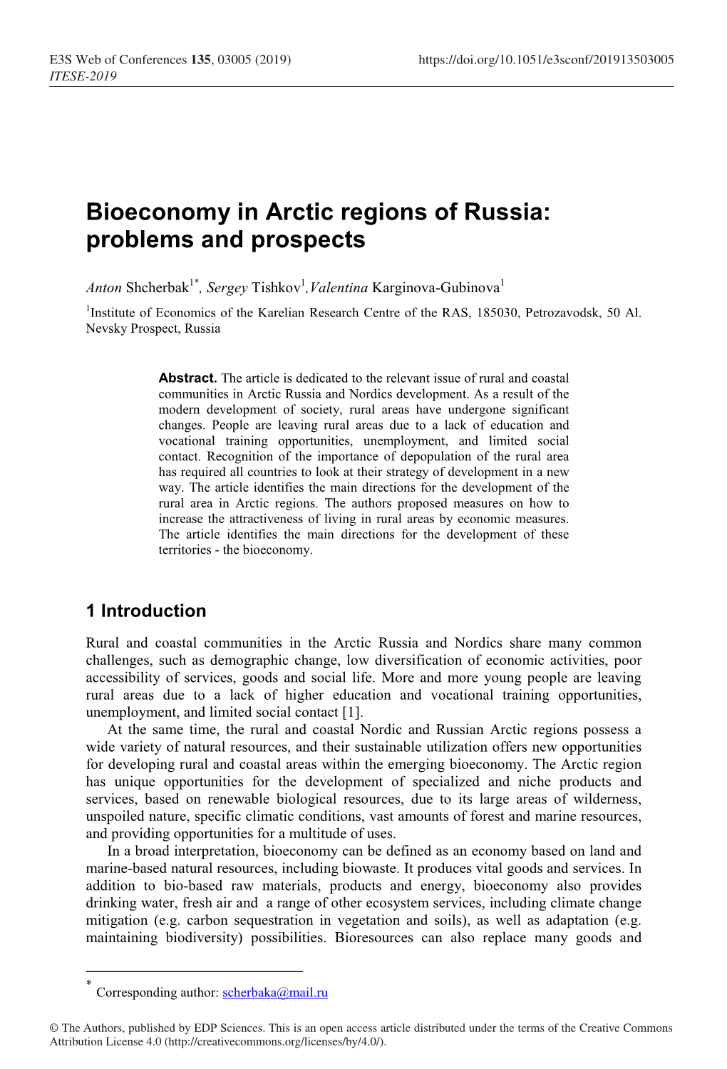 Bioeconomy in Arctic Regions of Russia: Problems and Prospects