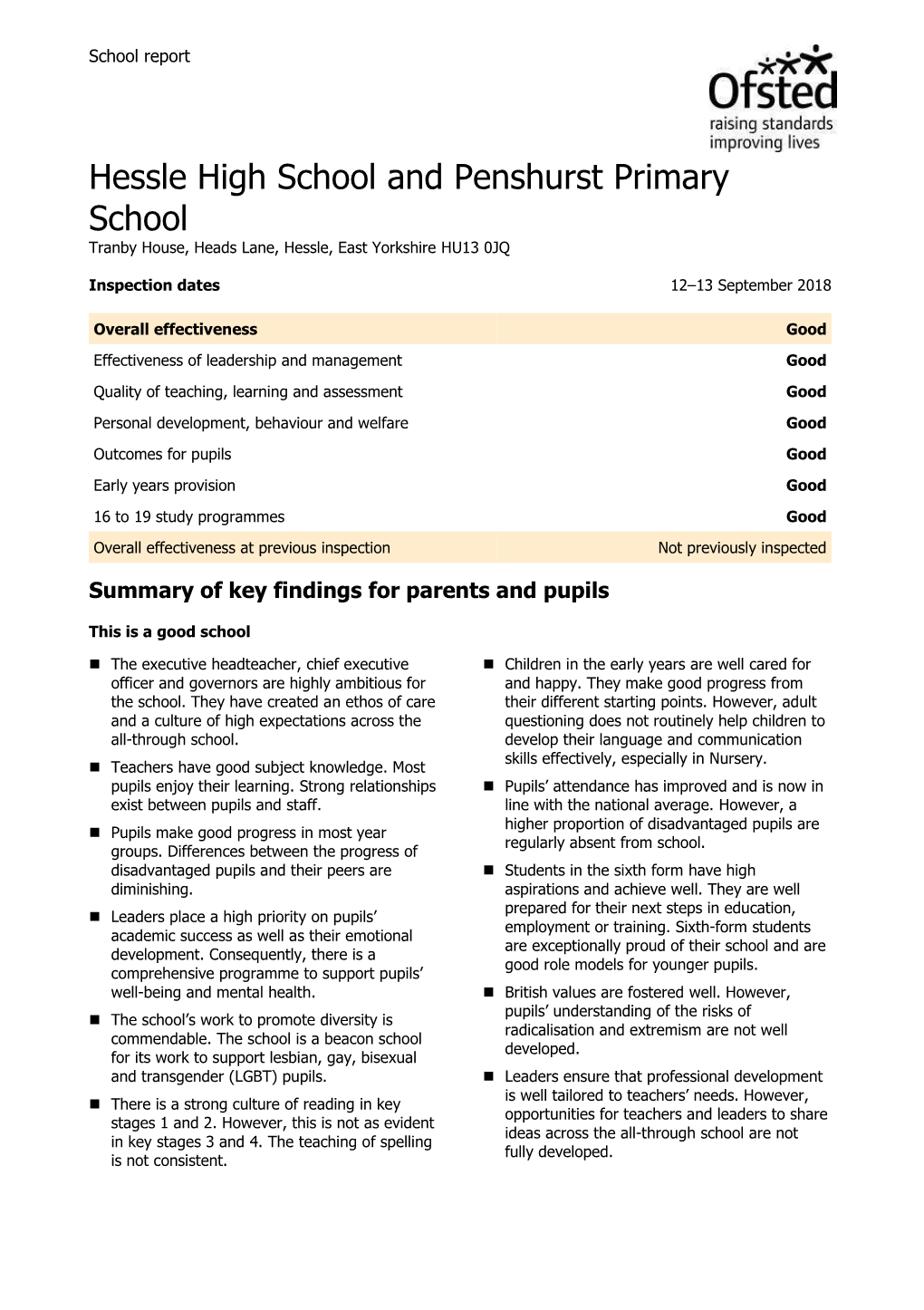 Ofsted Report