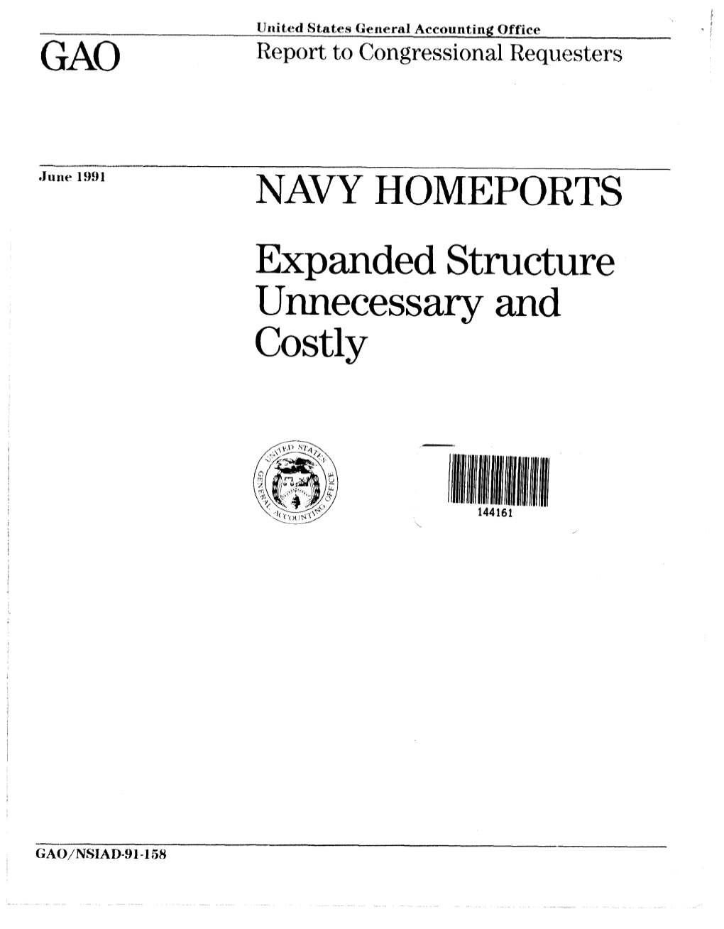 NSIAD-91-158 Navy Homeports