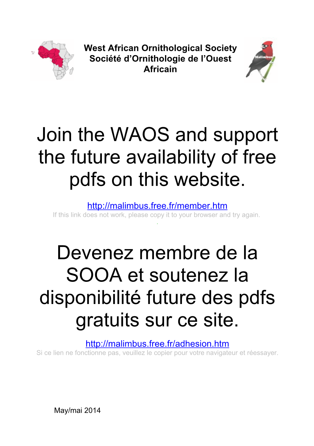 Join the WAOS and Support the Future Availability of Free Pdfs on This Website