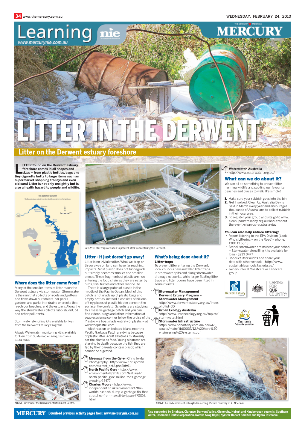 LITTER in the DERWENT Litter on the Derwent Estuary Foreshore