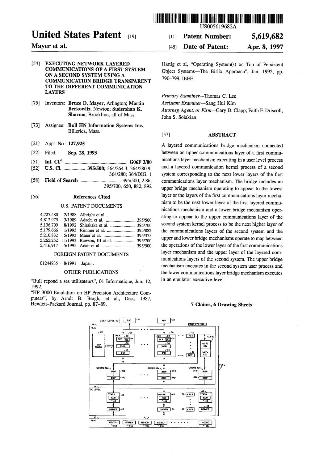 |I||||||III US005619682A United States Patent (19) 11) Patent Number: 5,619,682 Mayer Et Al