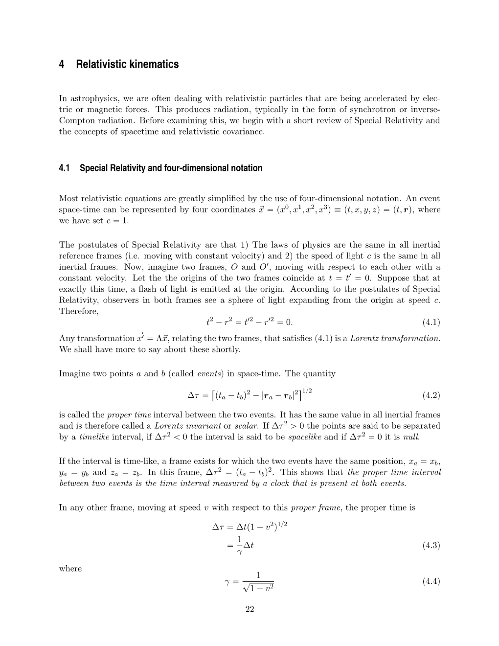 4 Relativistic Kinematics